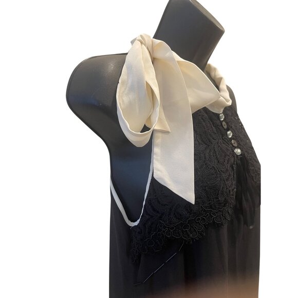 TRICOT Chic Italian womens silk mini dress size 10 black / white - Picture 7 of 15